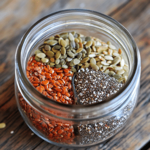 Bariatric seed recipe drink with chia, flax, and hemp