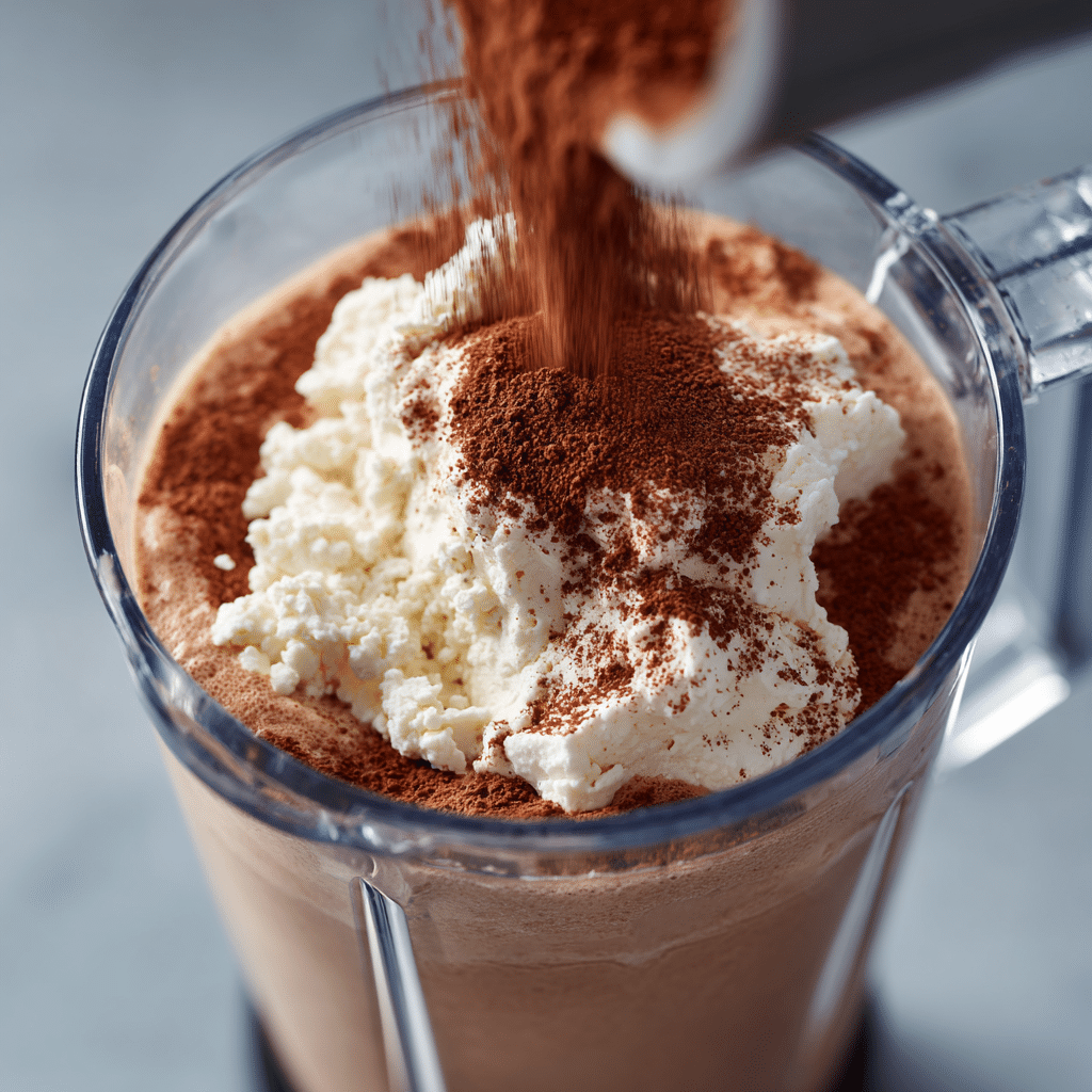 Cottage Cheese Chocolate Mousse – The Ultimate Healthy Dessert Hack 7 Blending cottage cheese chocolate mousse in blender.