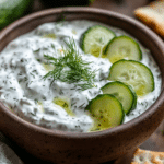 Dairy free tzatziki with cucumbers and herbs