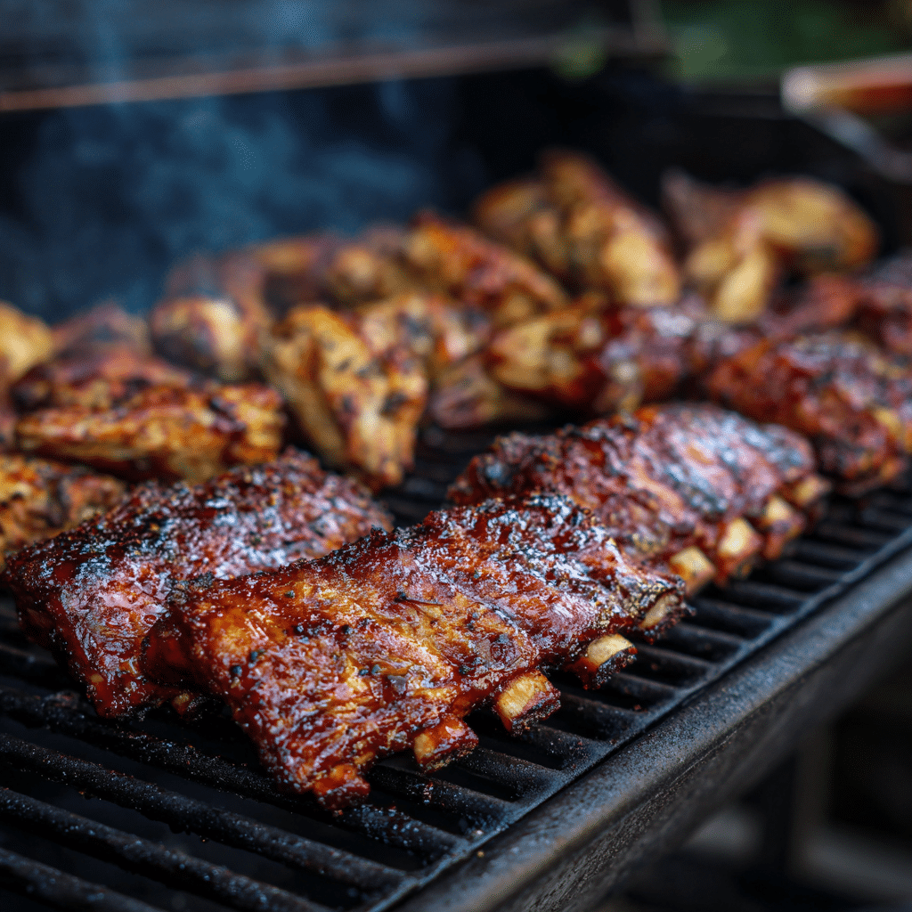 Hickory Smoked BBQ – The Ultimate Guide to Flavor, Techniques, and Recipes 6 Hickory smoked ribs and wings resting with smoke