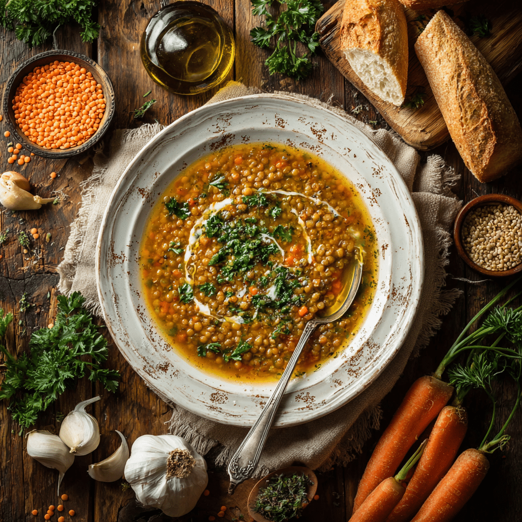 Easy Crockpot Lentil Soup 8 "This easy slow cooker crockpot lentil soup is made with simple pantry ingredients and makes a hearty vegetarian dump and go crockpot meal!"