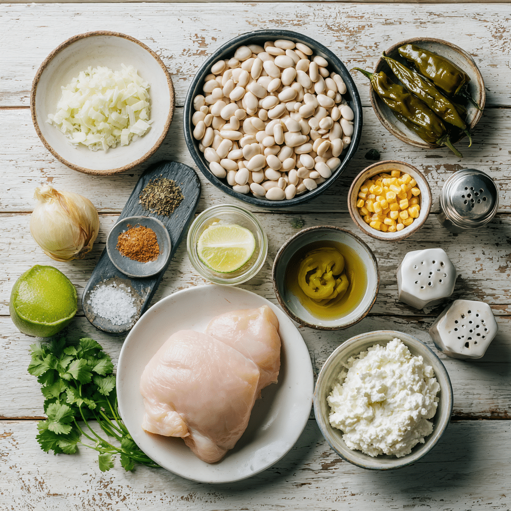 White Chicken Chili – Cozy, Creamy, and Comforting 2 u3873878526 Flat lay of fresh ingredients for white chicken c cd0f9e33 9e0b 4df5 b5f7 fe626ab72663 1