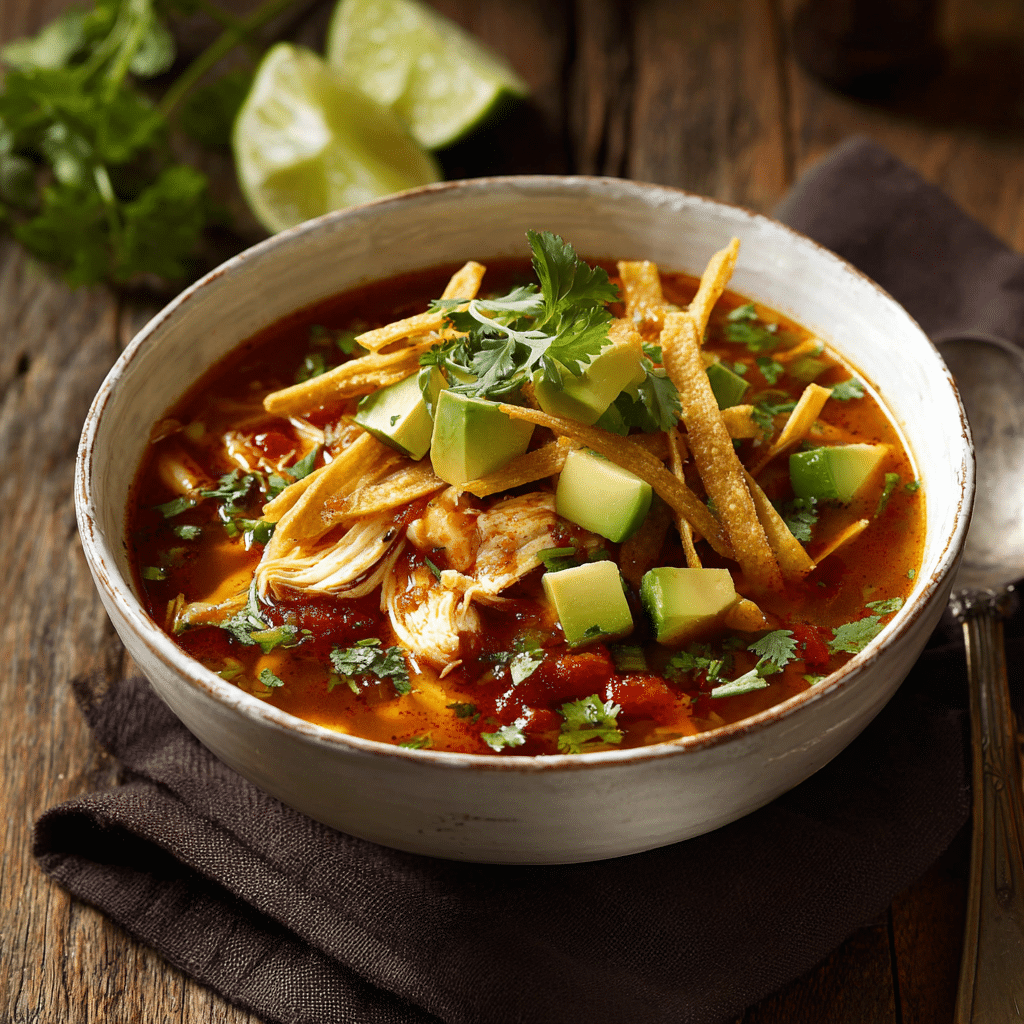 u3873878526 A rustic white bowl of steaming chicken tortilla 9d443c1c 3b37 4b37 a1d3 9b0cb132dd65 0