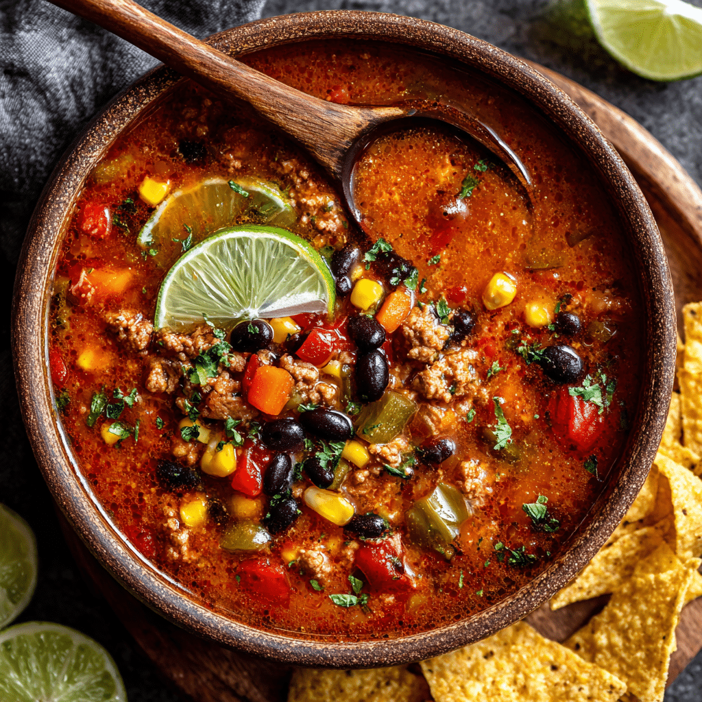 u3873878526 Close up overhead shot of taco soup being ladled 4ce98d0b 01b4 4ef1 a5f1 bb8e9791e79c 1