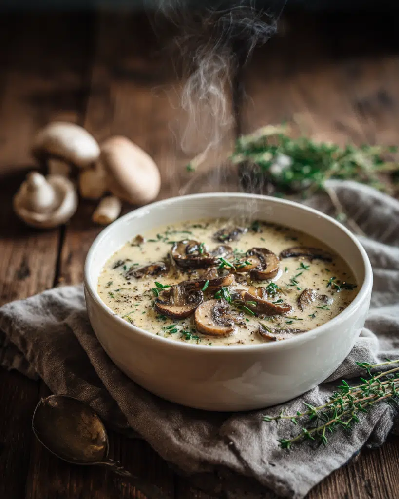 u3873878526 Creamy chicken mushroom soup in a white ceramic b 5379d112 cc64 447b 8076 0eaec0676f25 3