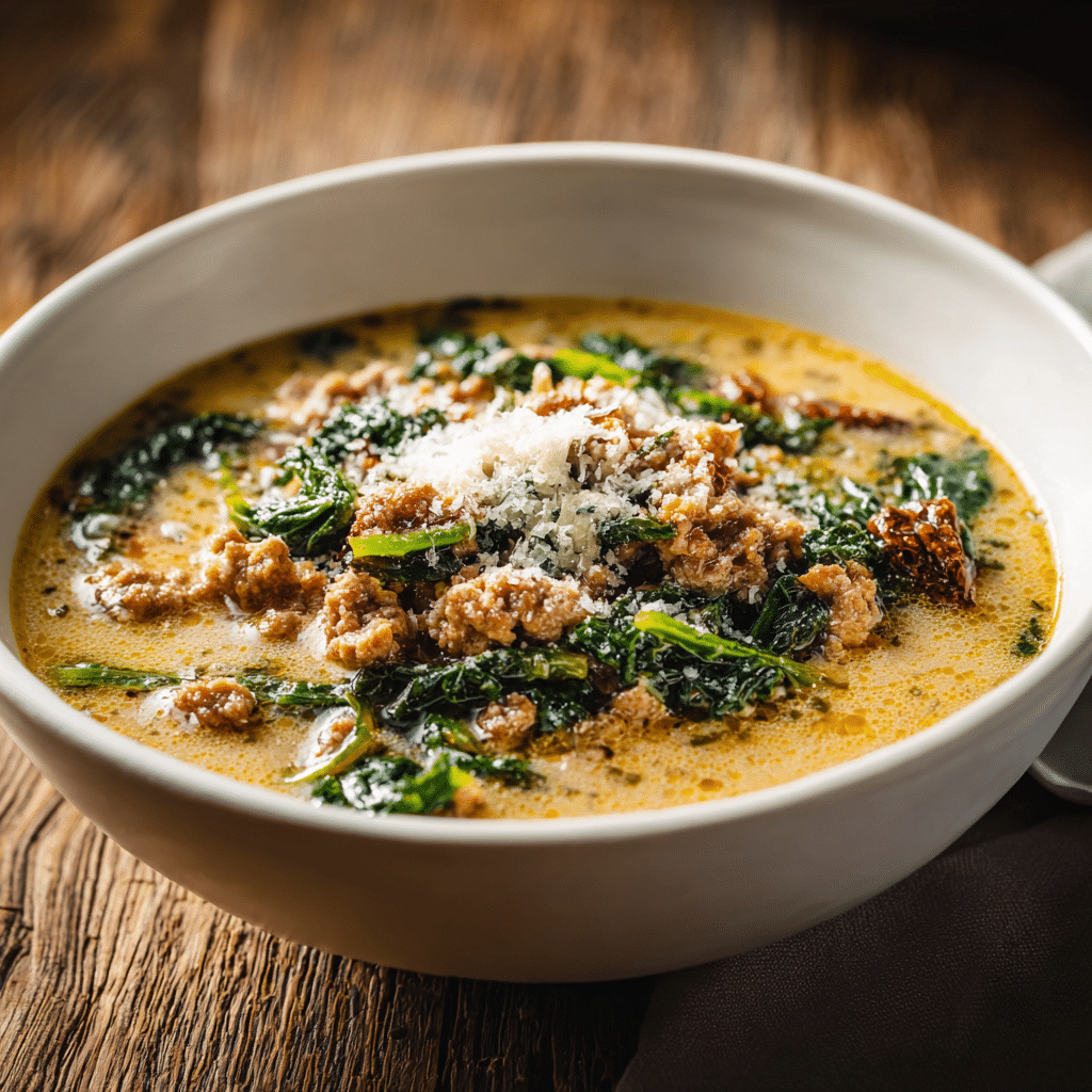 u3873878526 Creamy parmesan Italian sausage soup in a white b 2addd300 f288 47d1 93fe 704d0c5c3ad5 2