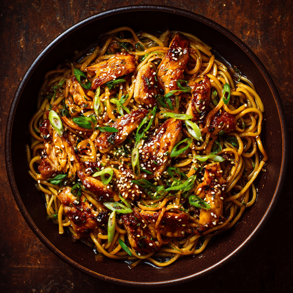 u3873878526 Sticky garlic chicken noodles in a deep bowl glos d6773364 0fec 42fe 9310 e23e7dec078c 2