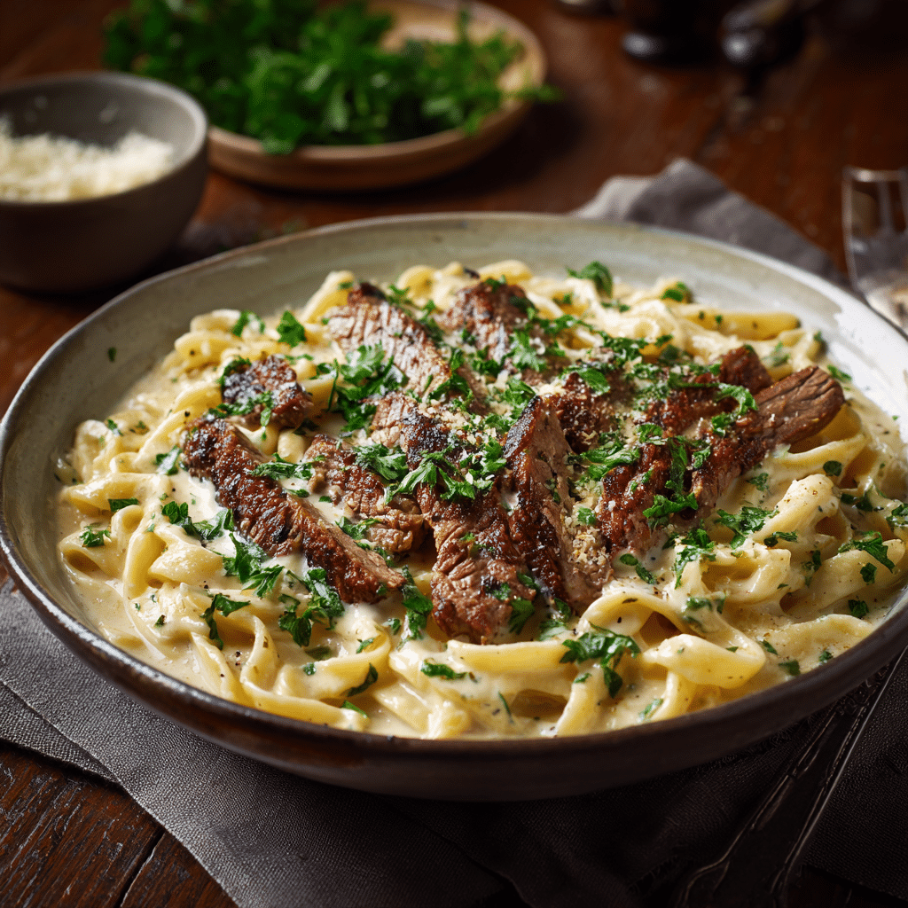 Cajun Steak Tips in Cheesy Rigatoni Parmesan Sauce