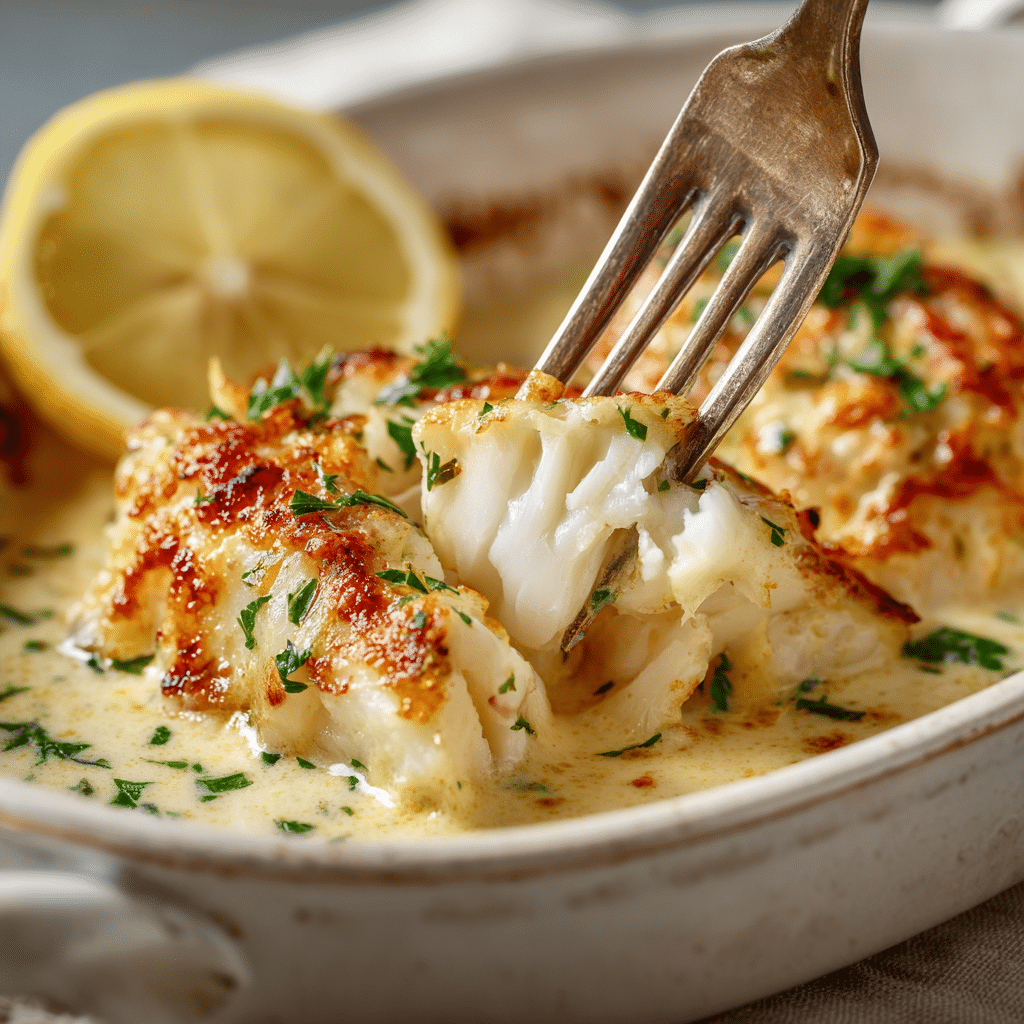 baked cod in coconut lemon cream sauce