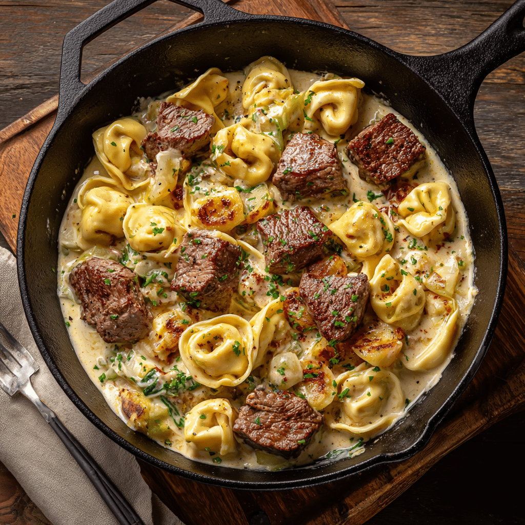 Creamy Garlic Steak Tortellini 2 garlic steak tortellini1